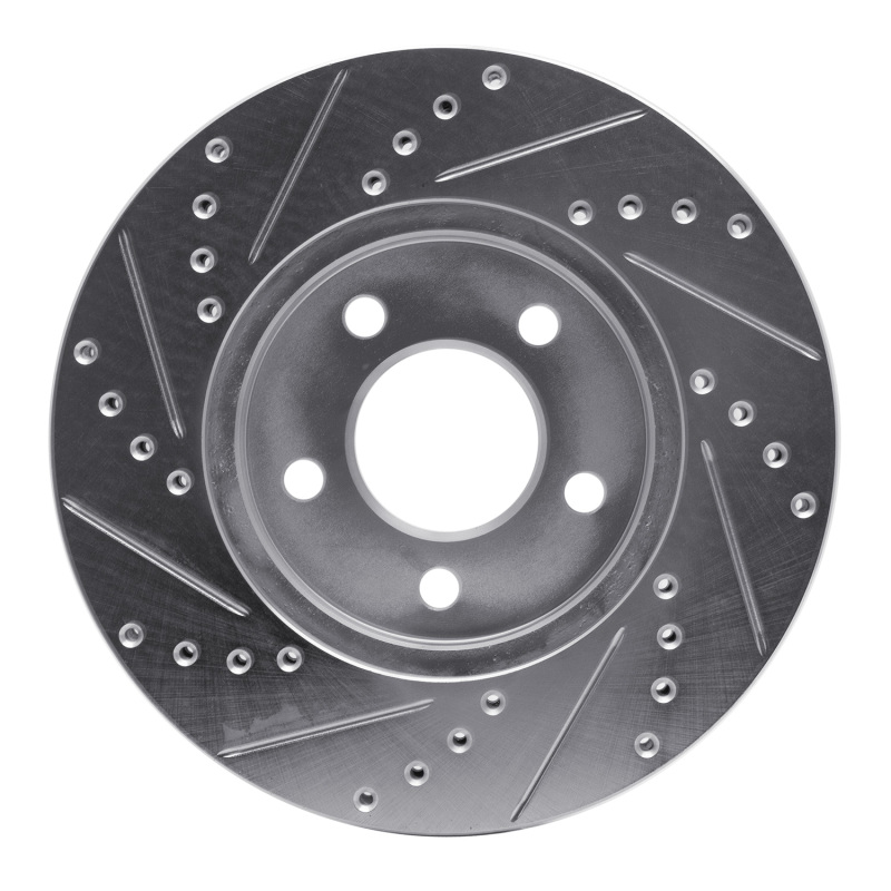 Ford Mustang Brake Rotor (1) - Front Right - R1 Concepts - Drilled & Slotted - Silver - `05-`10